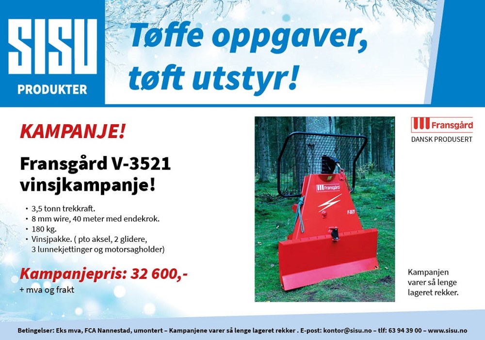 FRANSGÅRD VINSJ V-3521 M/8MM\*40M WIRE MONT, bilde 1